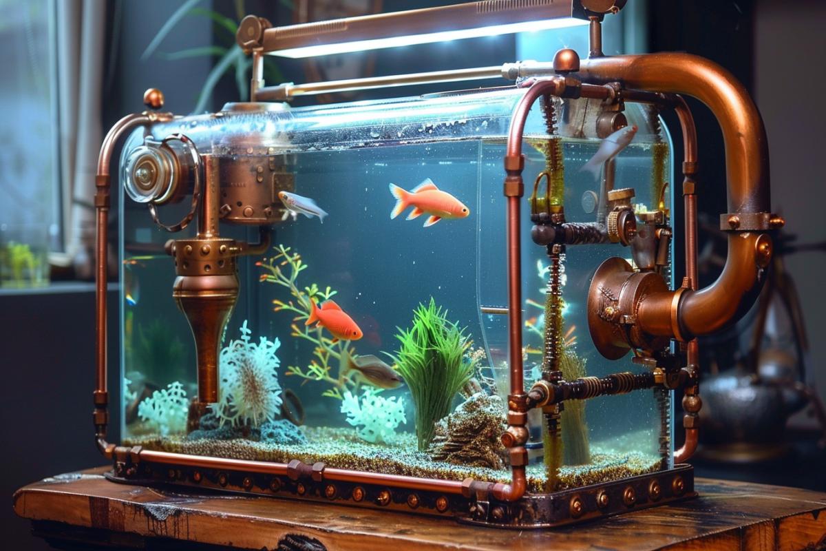 Steam punk aquarium with fish