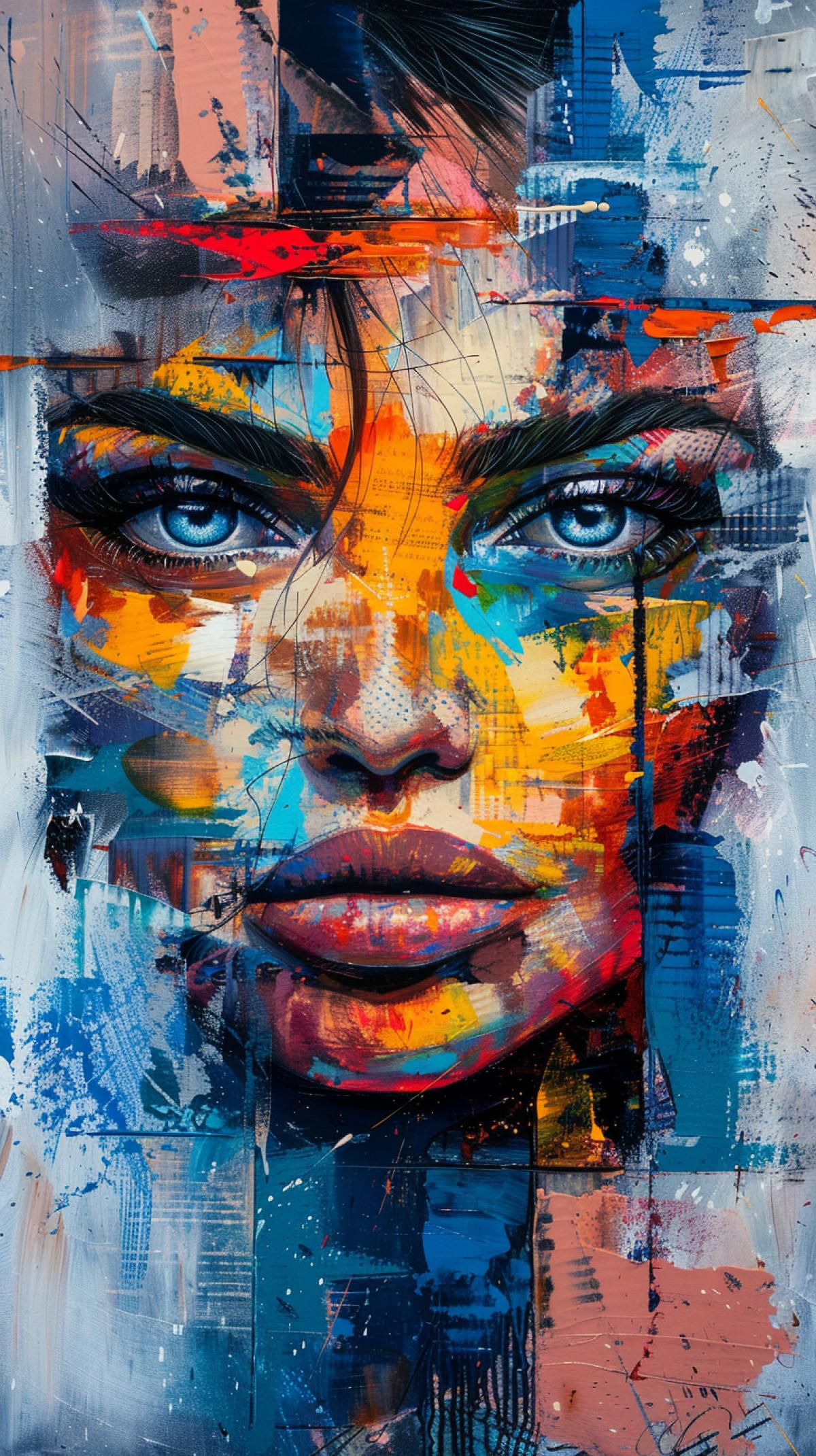 Imagine yourself as an art expert. Your task is to show your creativity and imagination by creating works of art in a modern style. Use abstraction, expressionism, photorealism