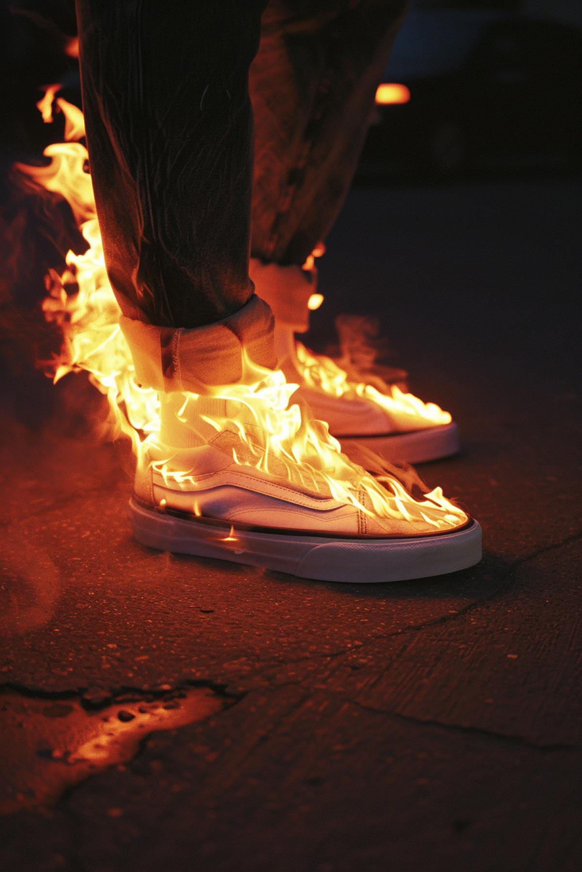 Slip-on vans on fire
