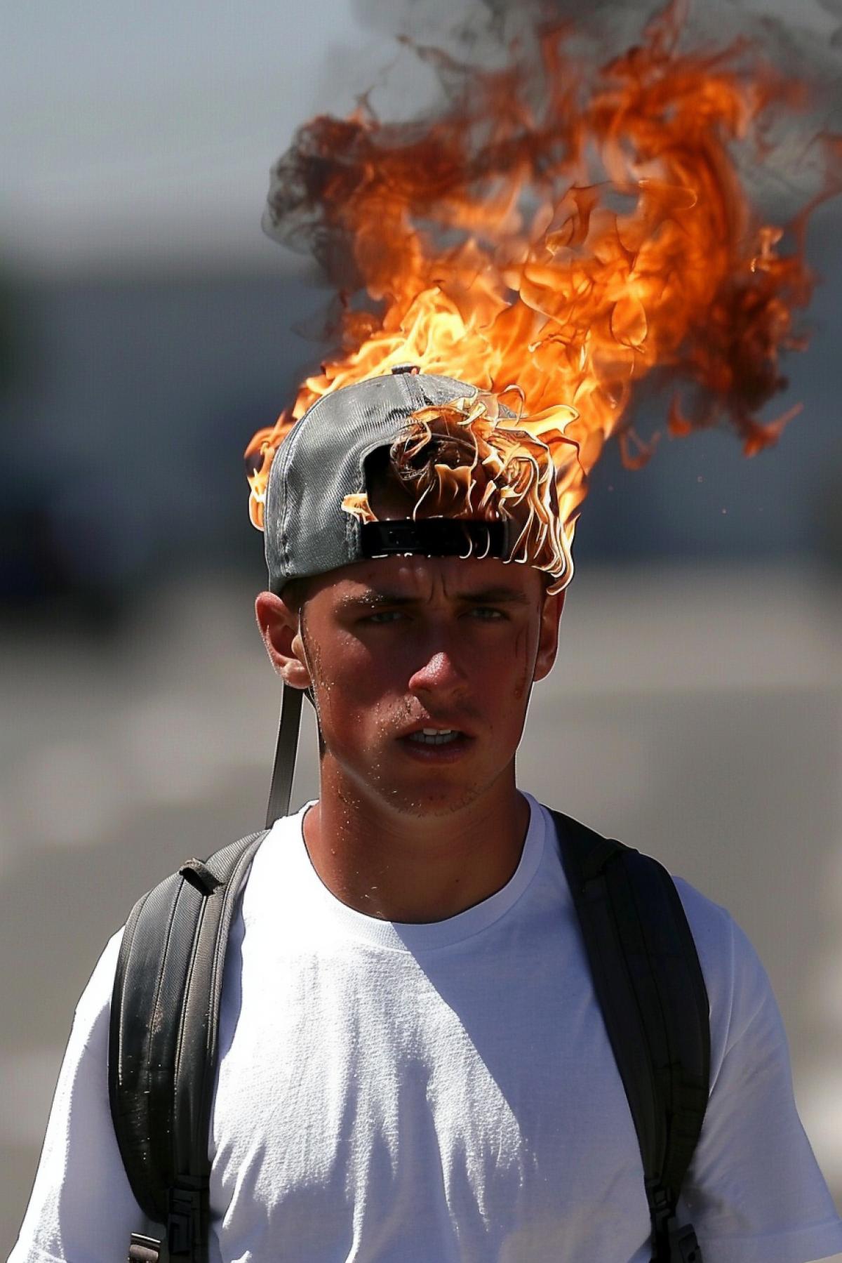 Uncle in a burning hat