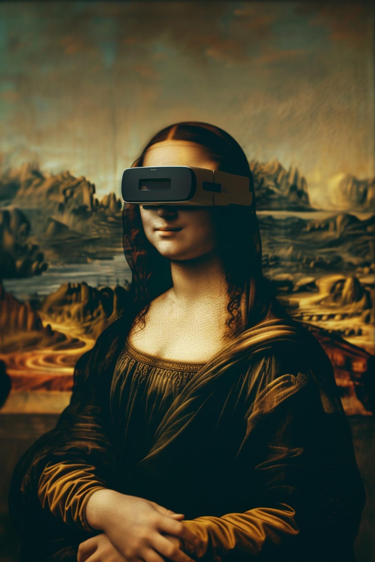Mona Lisa painting, Mona Lisa in VR glasses