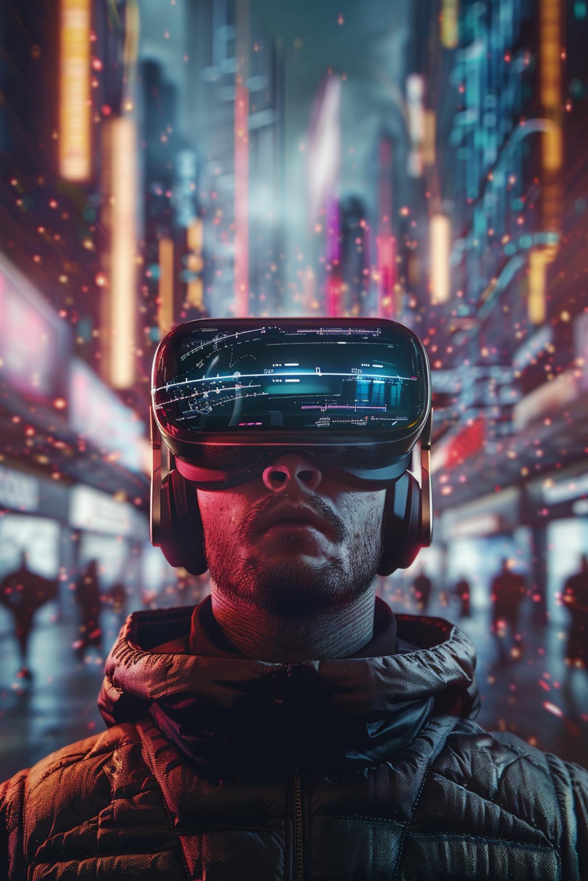 The world of virtual reality glasses, aliens, city of the future