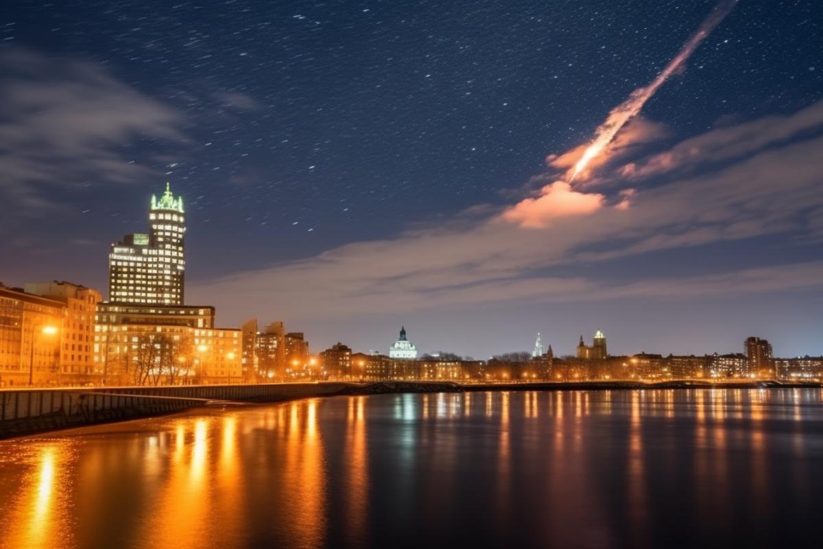 Moscow at night, a meteorite falls.