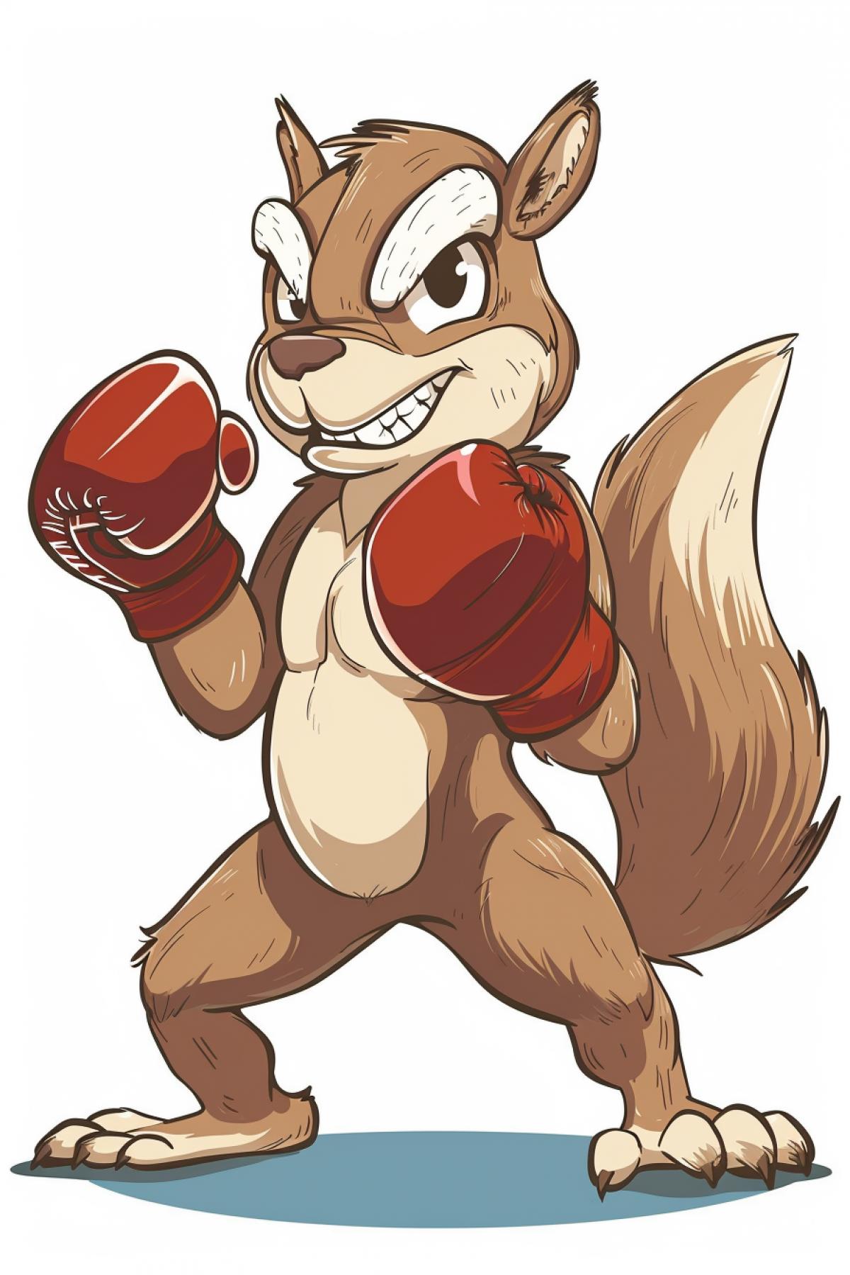 Cartoon squirrel, boxer