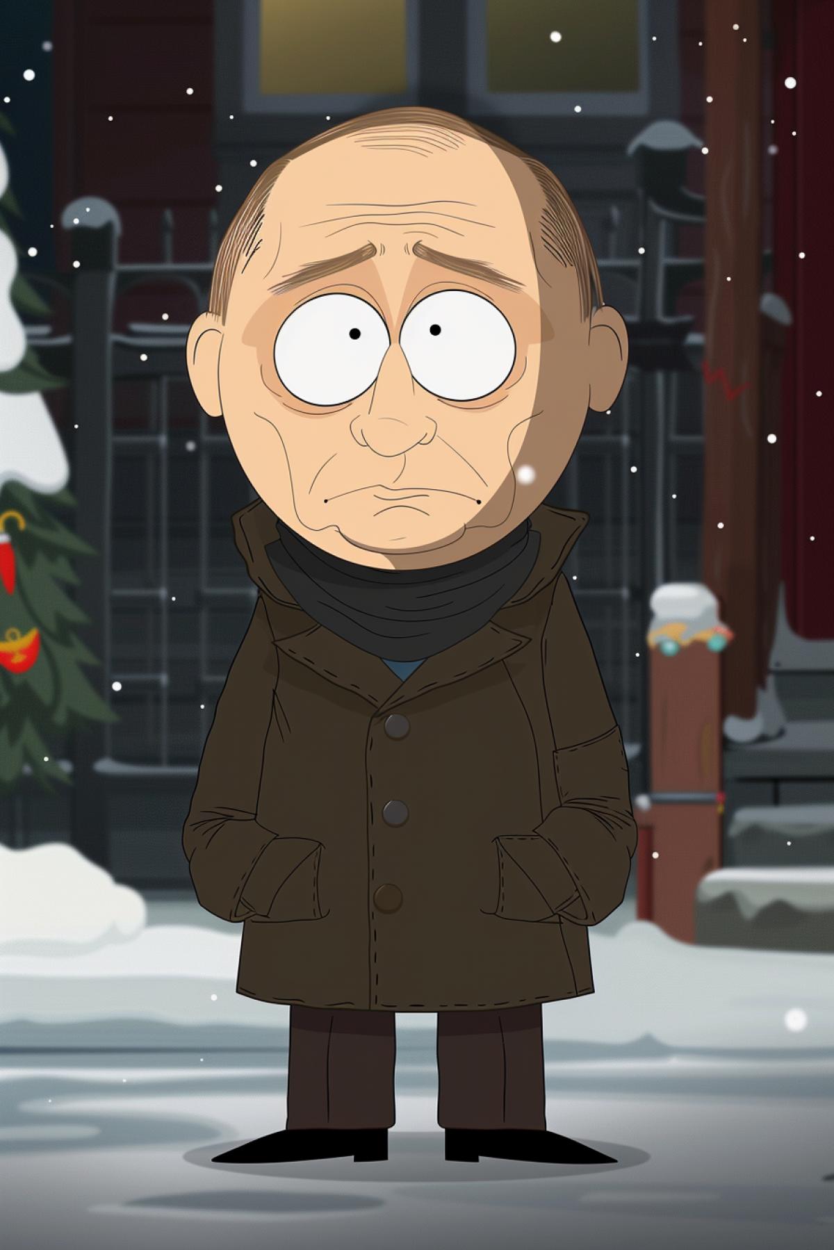 Putin in the style of the animated series South Park