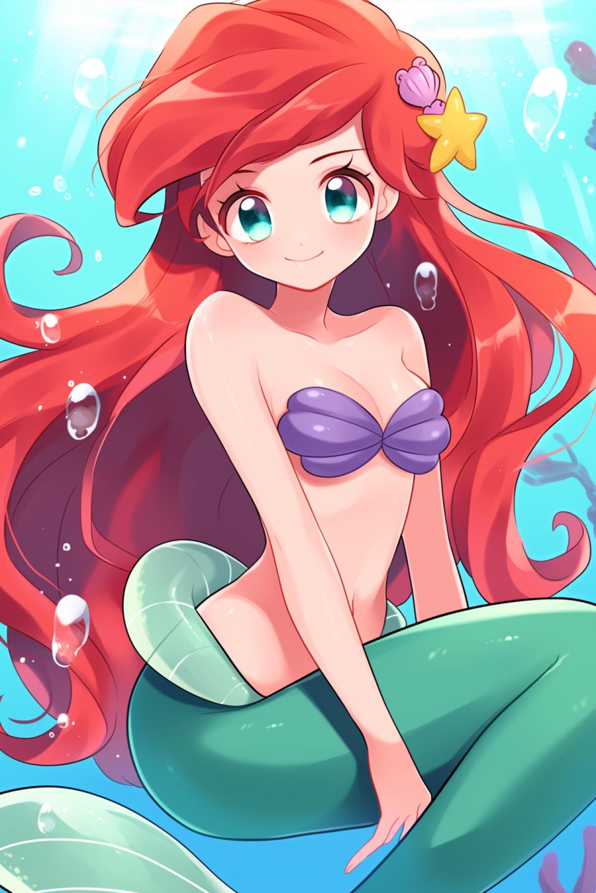 Disneys Little Mermaid in the style of the 90s anime.