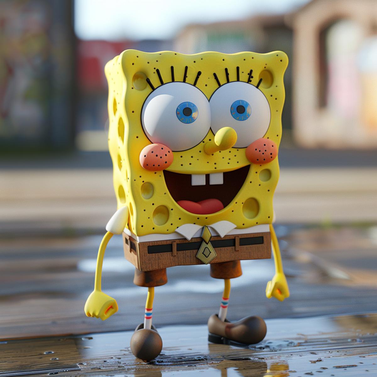 Iw5 a cartoon character in SpongeBob style, exaggerated body proportions, super detailed and high definition, OC renderer style
