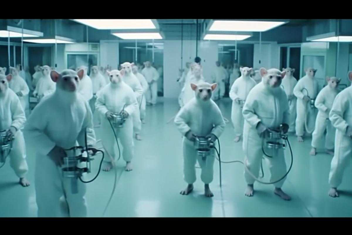 Science laboratory, human cloning, rat hybrid, sinister scientists