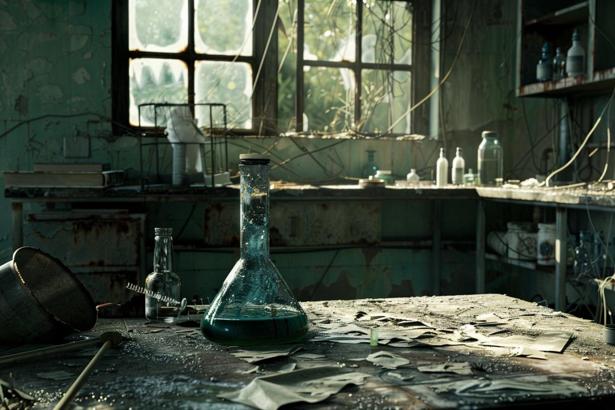 Old laboratory, resident evil, zombie in a flask