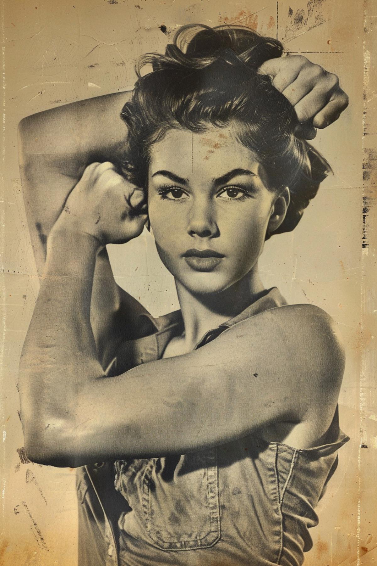pin and up poster of a strong girl showing her biceps