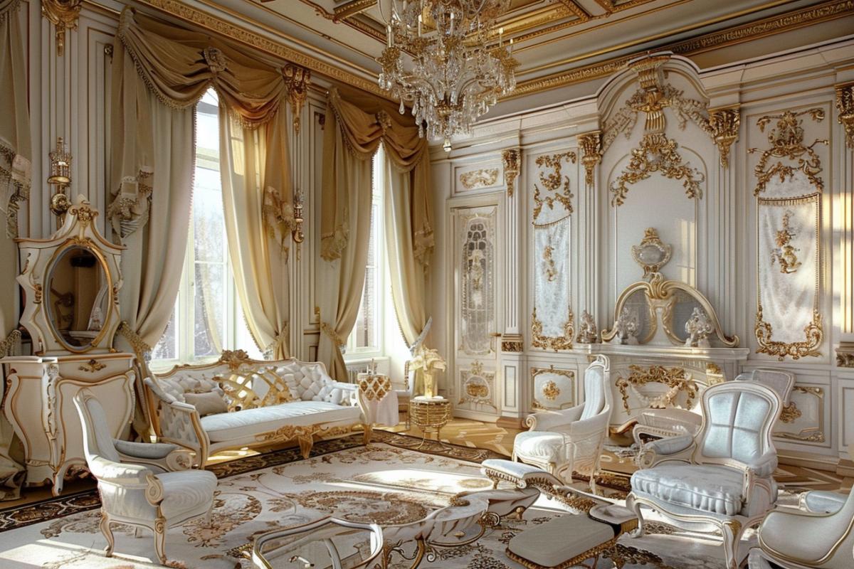 Rich luxury in home decoration. Empire and Rococo style