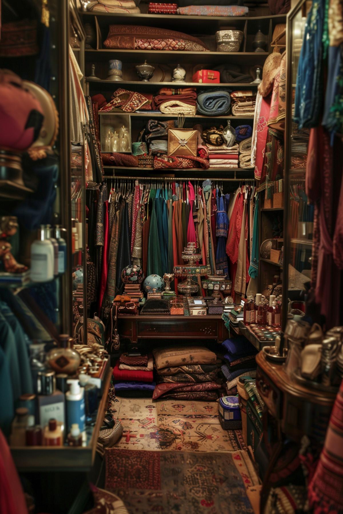 Image, a lot of clothes, cosmetics, dressing room, luxury, chic, wealth