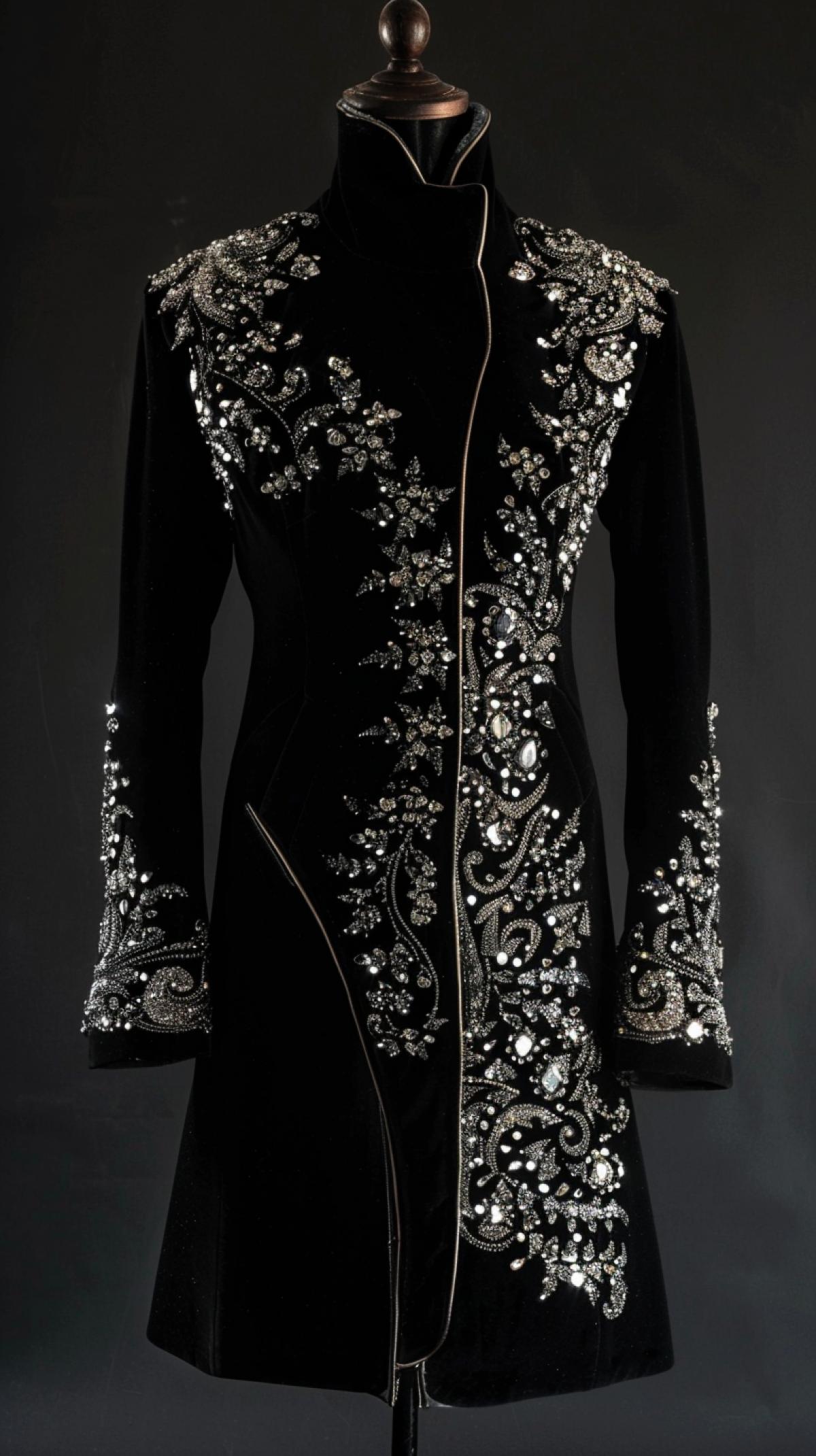 Womens coat encrusted with Swarovski crystals