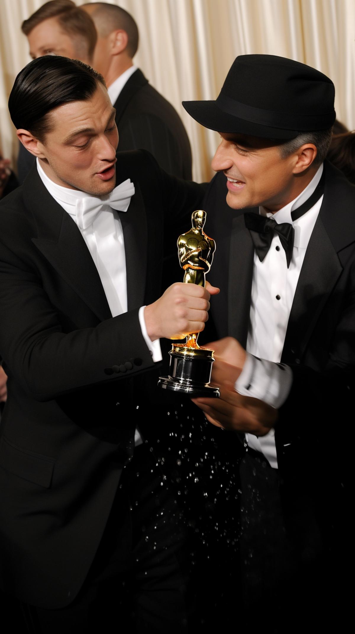 Oscar figyellow water in the hands of a macho hooligan on a tarantass