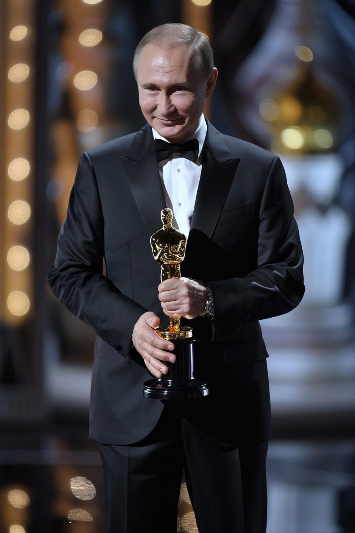 Vladimir Putin receives an Oscar on stage