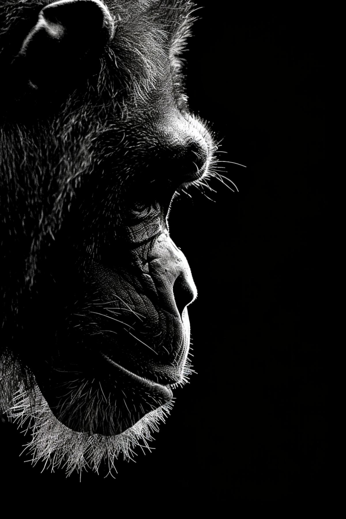 portrait in profile, photo of lion as human looking king