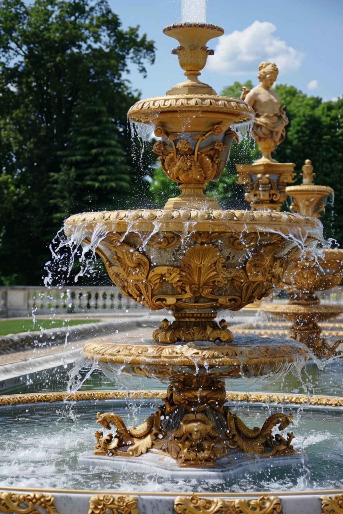 Fountain at Versailles, 17th century, garden luxury