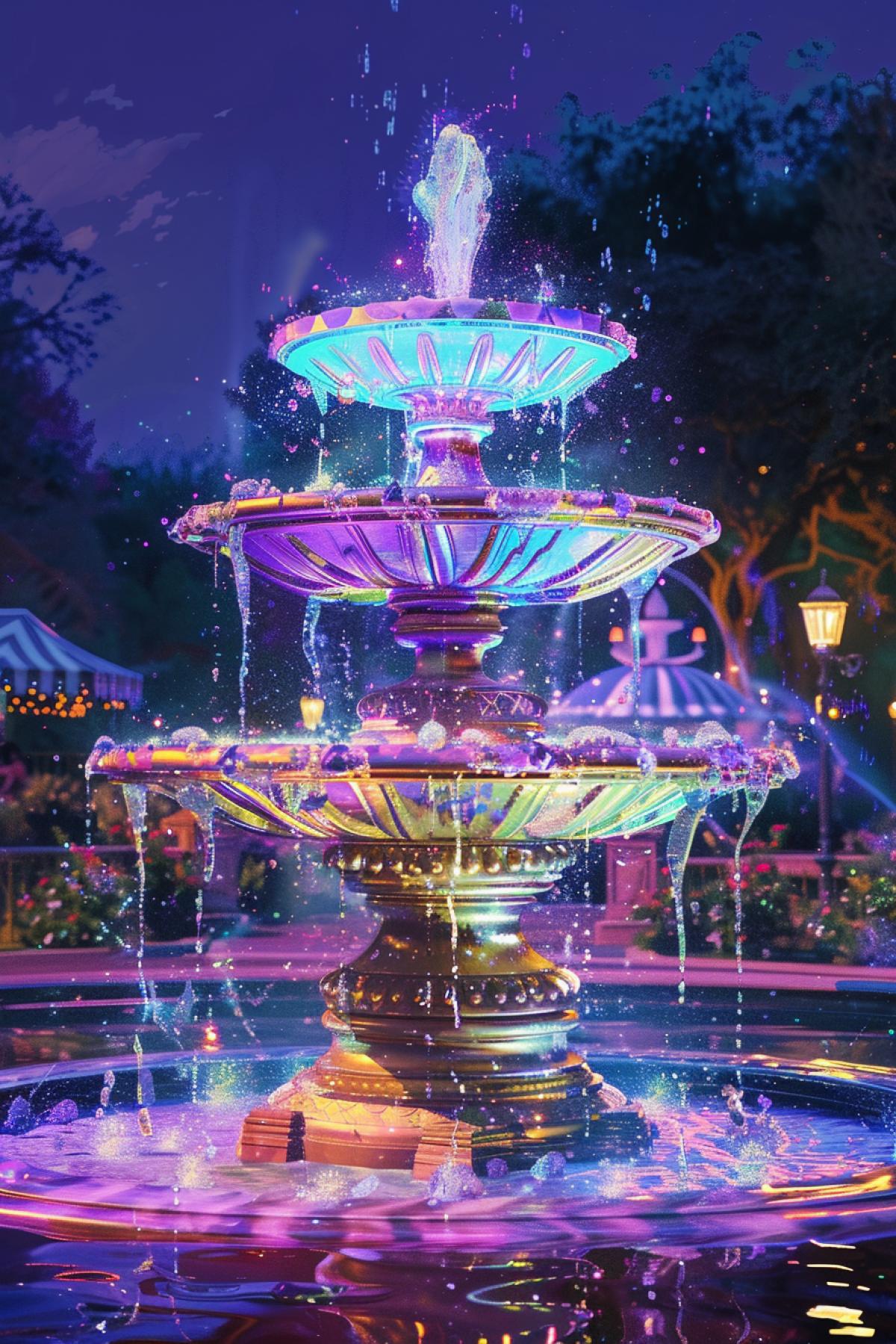 Fantastic magic Fountain, photorealism, art object