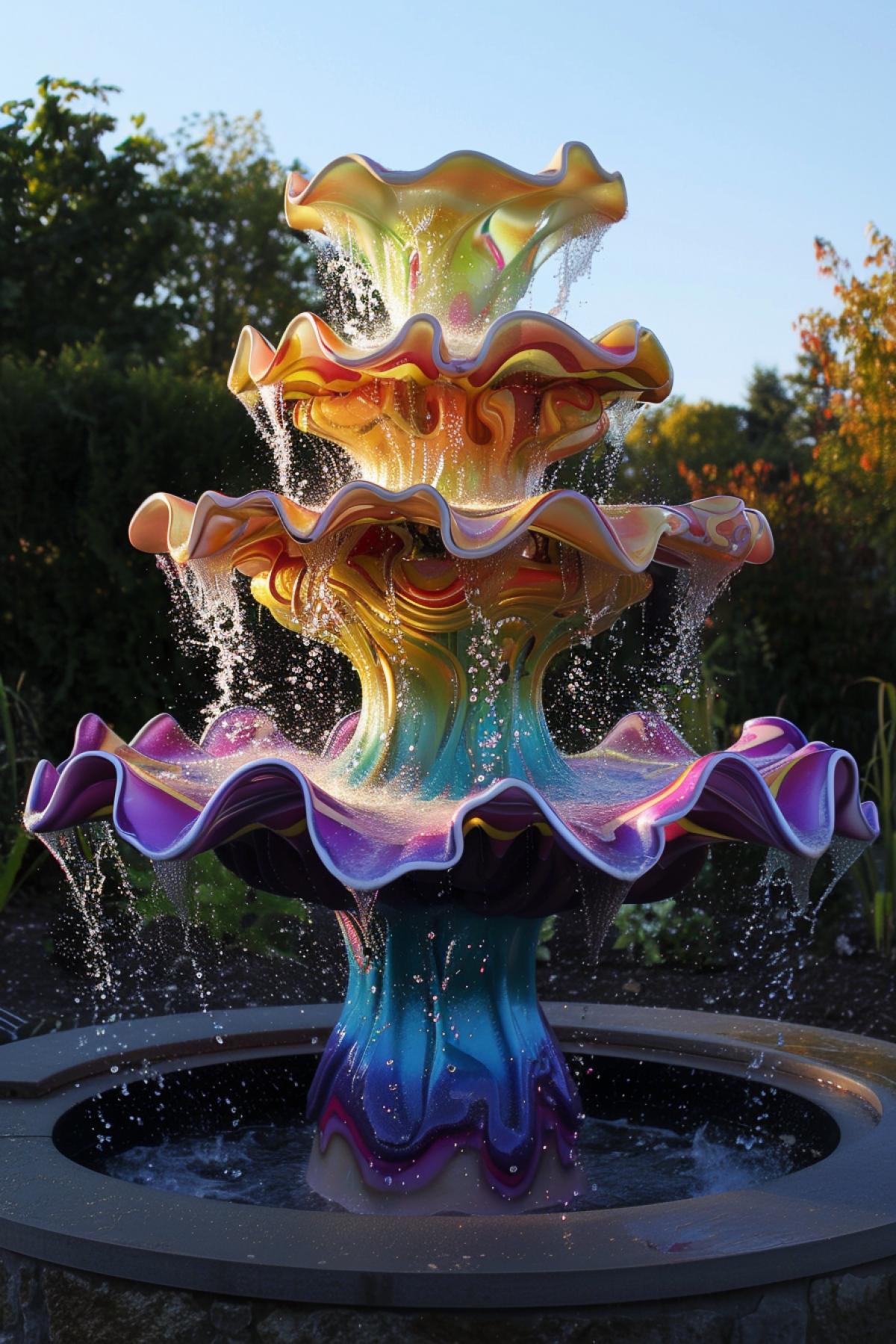 Fantastic magic Fountain, photorealism, art object