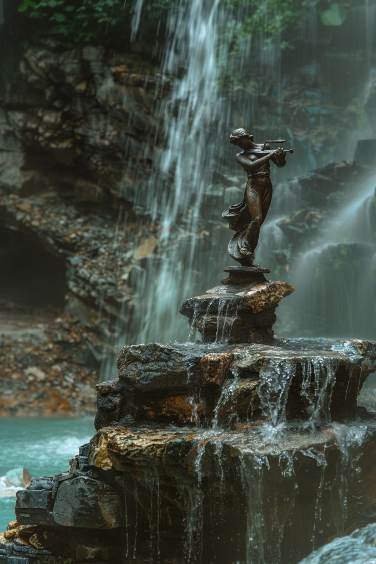 Very beautiful Fountain, water, rock, melody, dance,