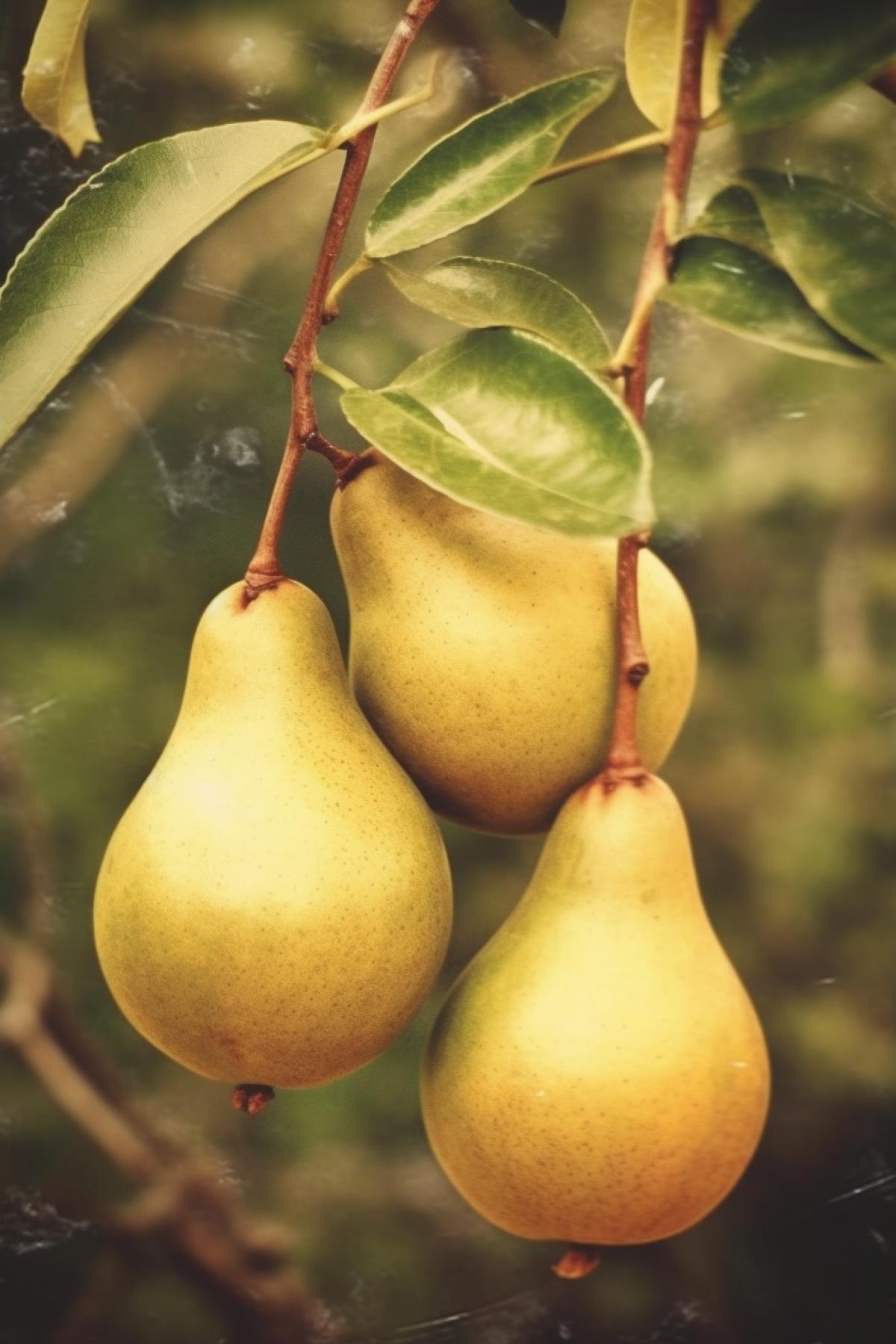 Photo of delicious pears in retro style, vintage