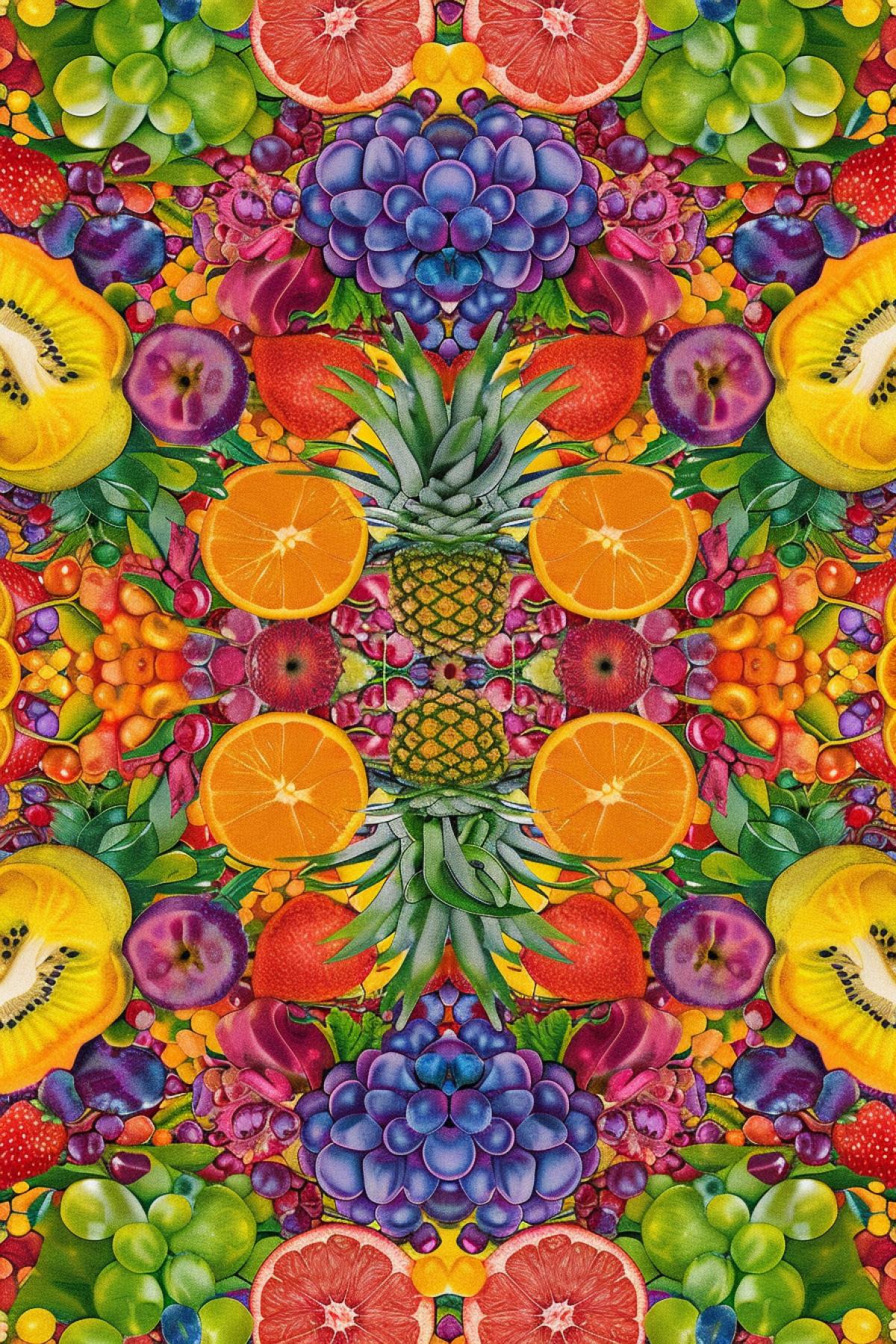 Tablecloth made of fruits and berries, holiday, psychedelic