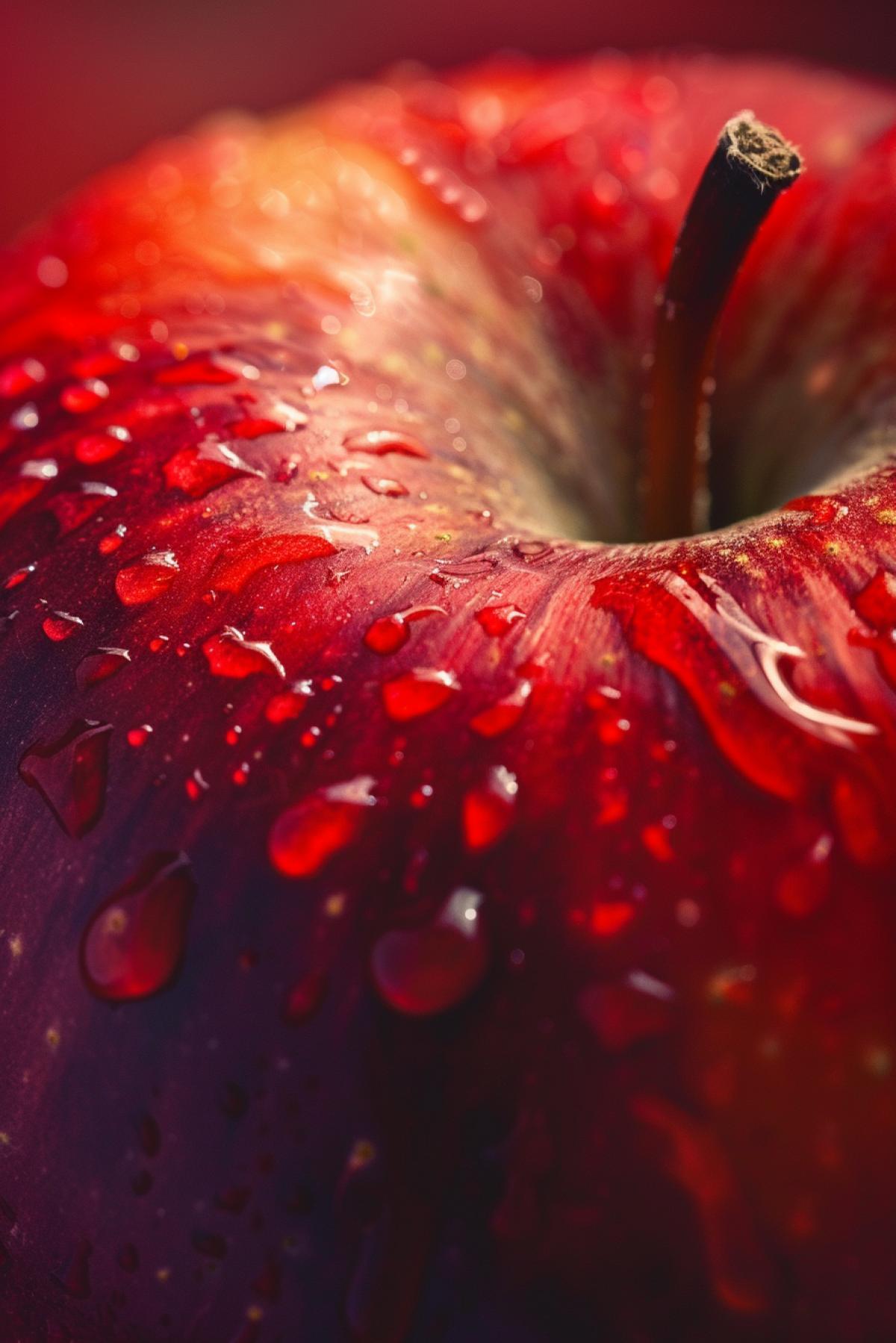 Close-up photography of an apple, use 35 mm, the finest art in the world, high quality
