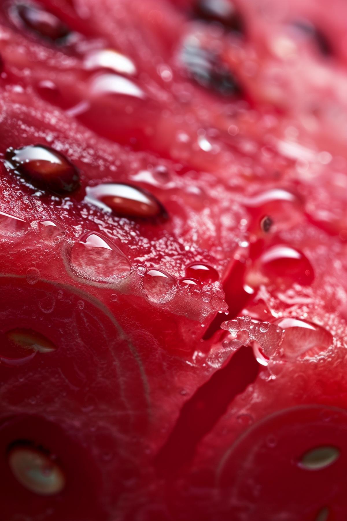 Juicy delicious watermelon slice macro detailed photo every drop of juice and pulp in focus