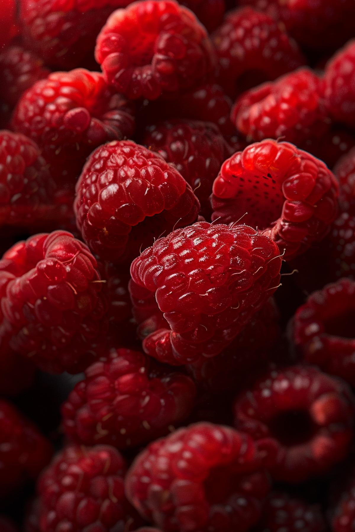 some raspberries in a close up shot, fractalism, minimalist imagery, grocery art