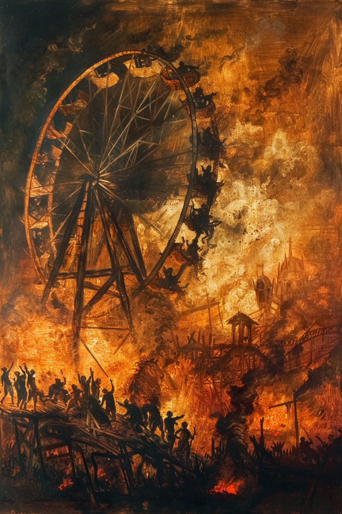 Ferris wheel in hell Francis Goya graphic art