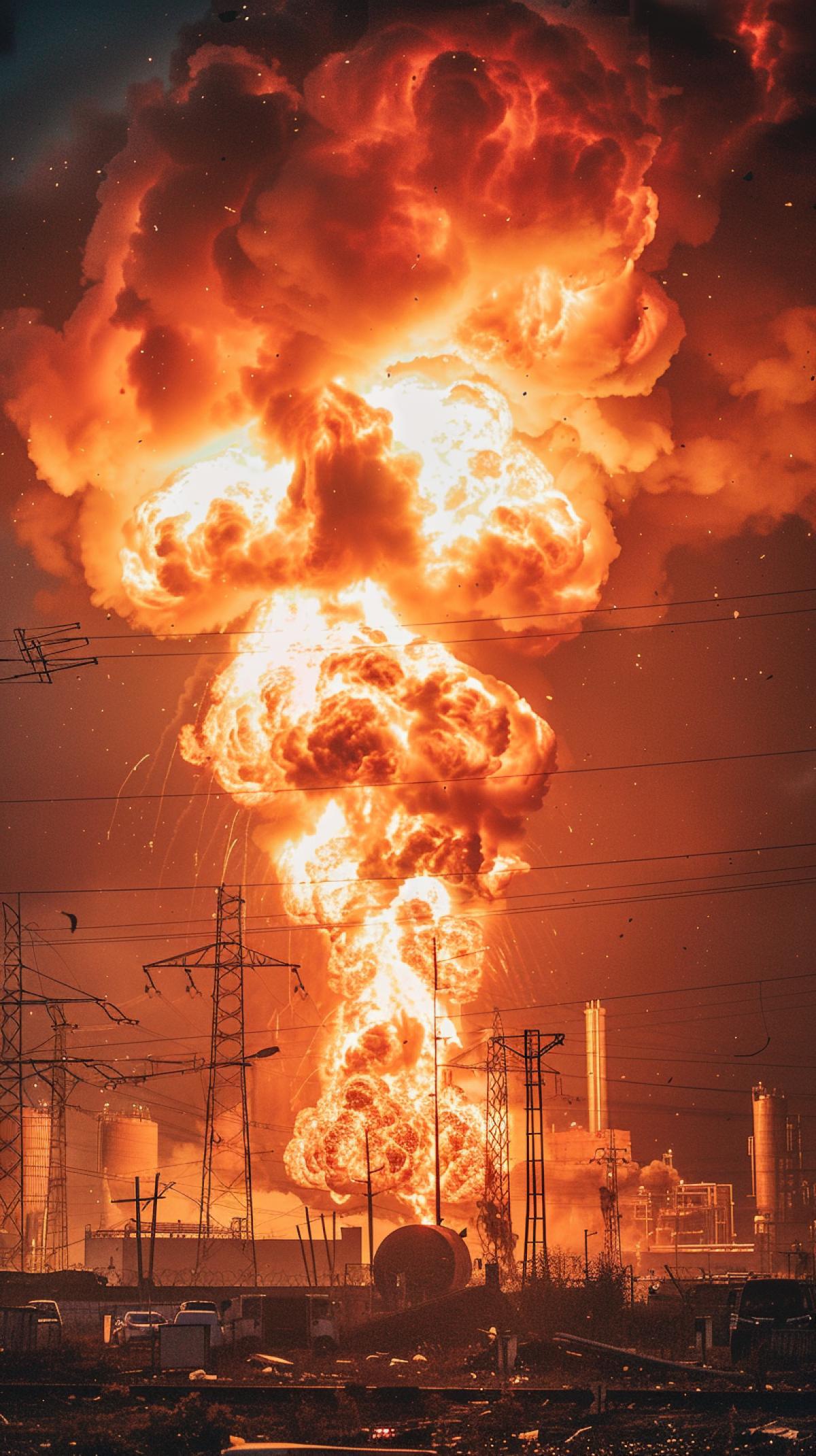 bright explosion at a chemical plant and the consequences of the explosion