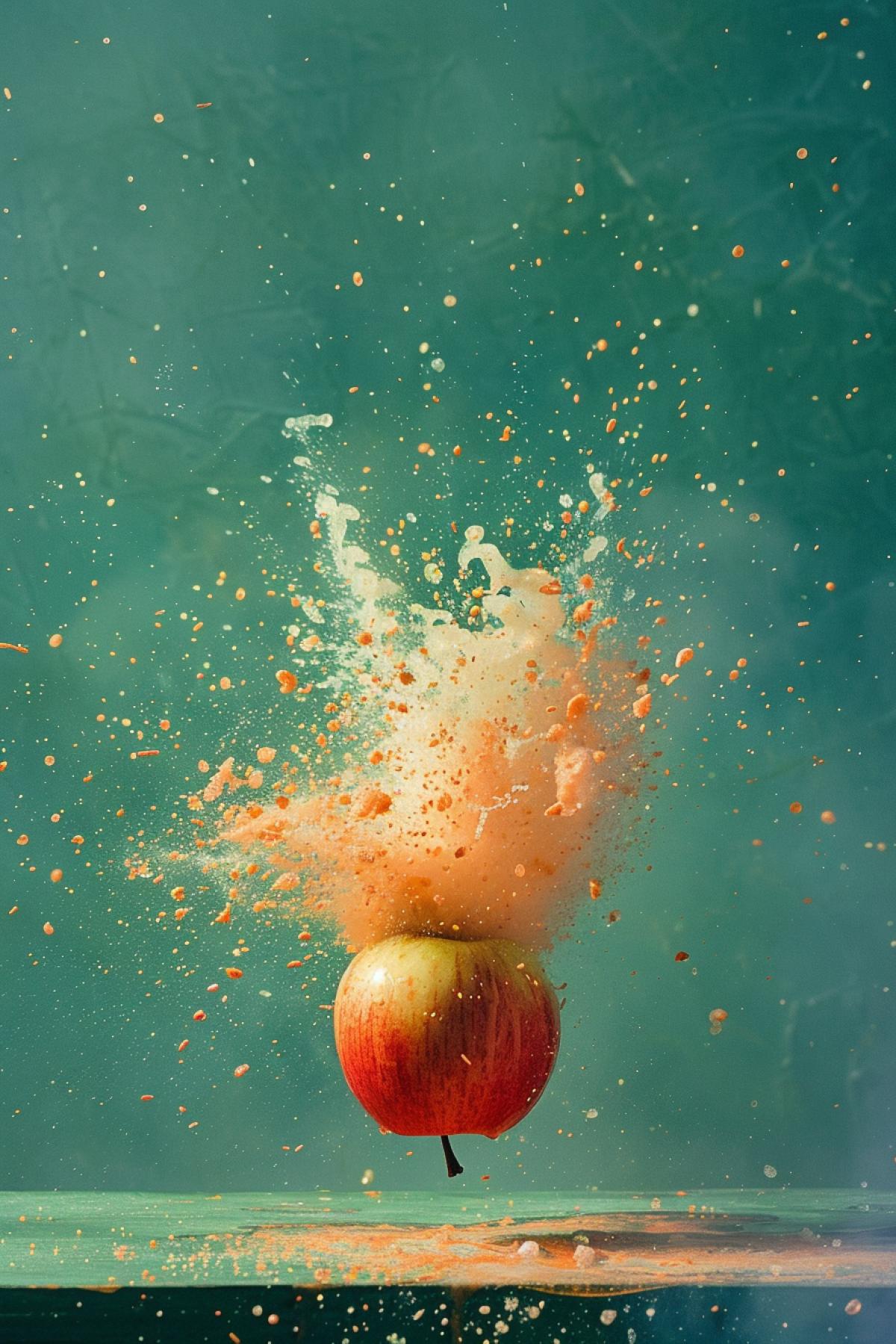 explosion of an apple shot by an arrow