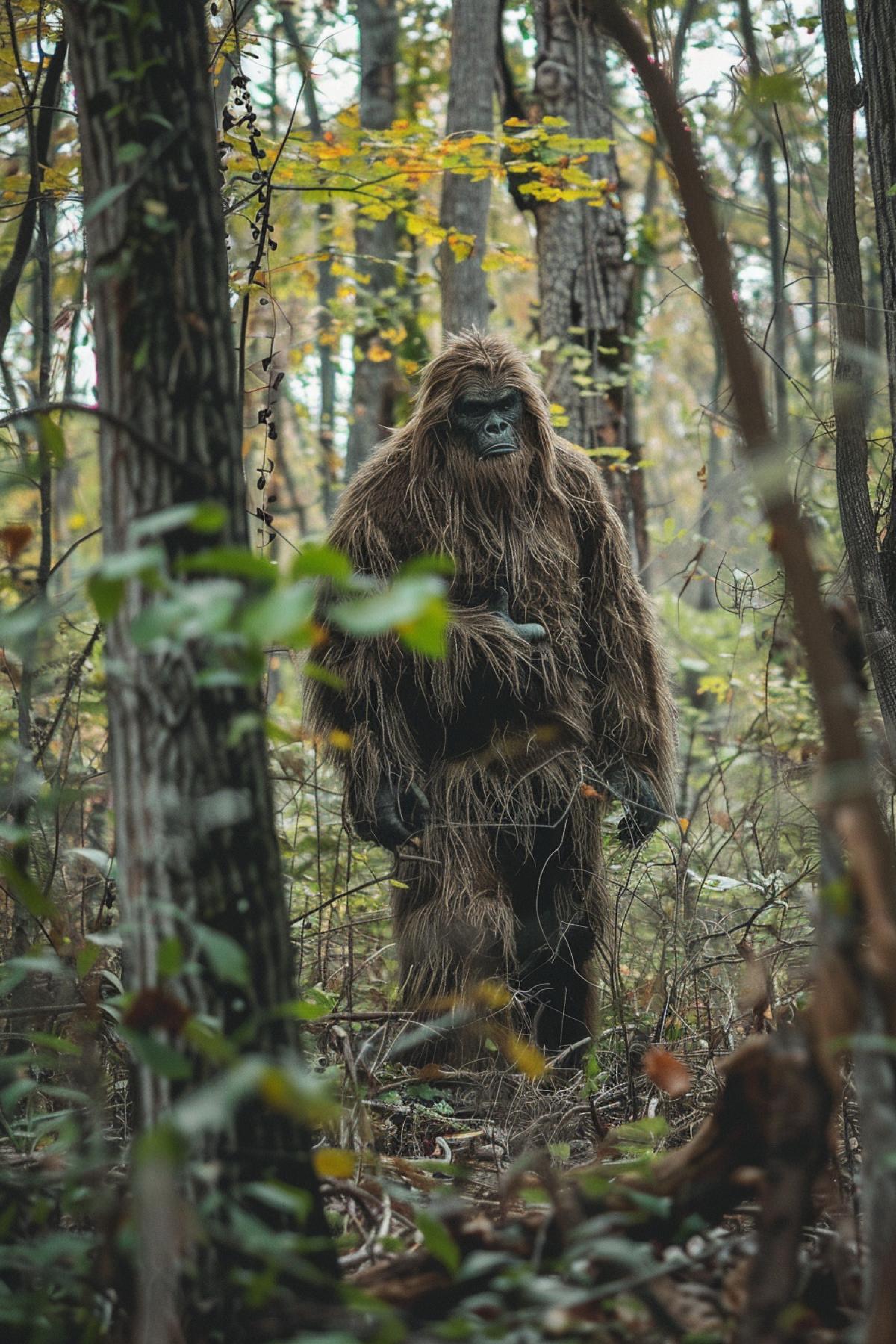 Bigfoot hidden in the woods