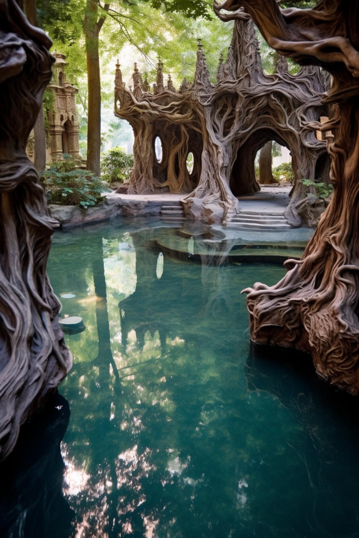 Carved pool for elves