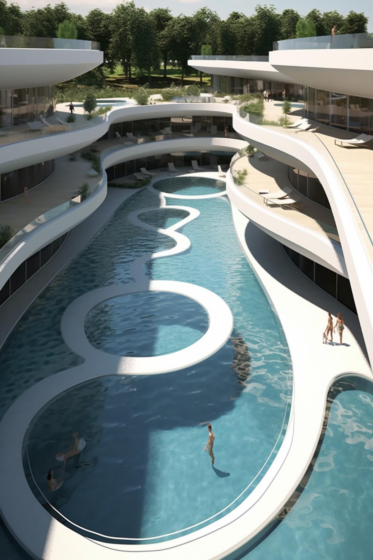 Pool of an unusual shape, the pool of the future