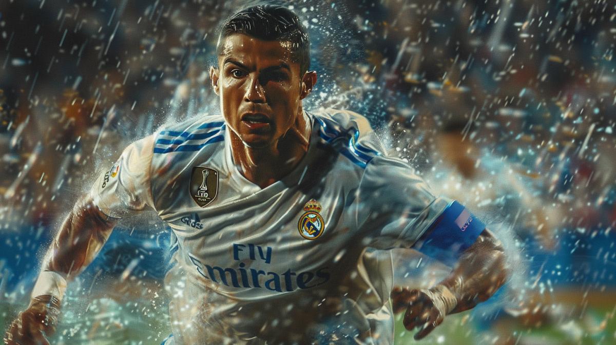 Captivating snapshot from a sports spectacle: SOCCER, Spain Primera Division: Real Madrid vs Getafe. This image is ultra-realistic, capturing the essence with photorealistic precision, and presented in the dynamic style synonymous with sports news media