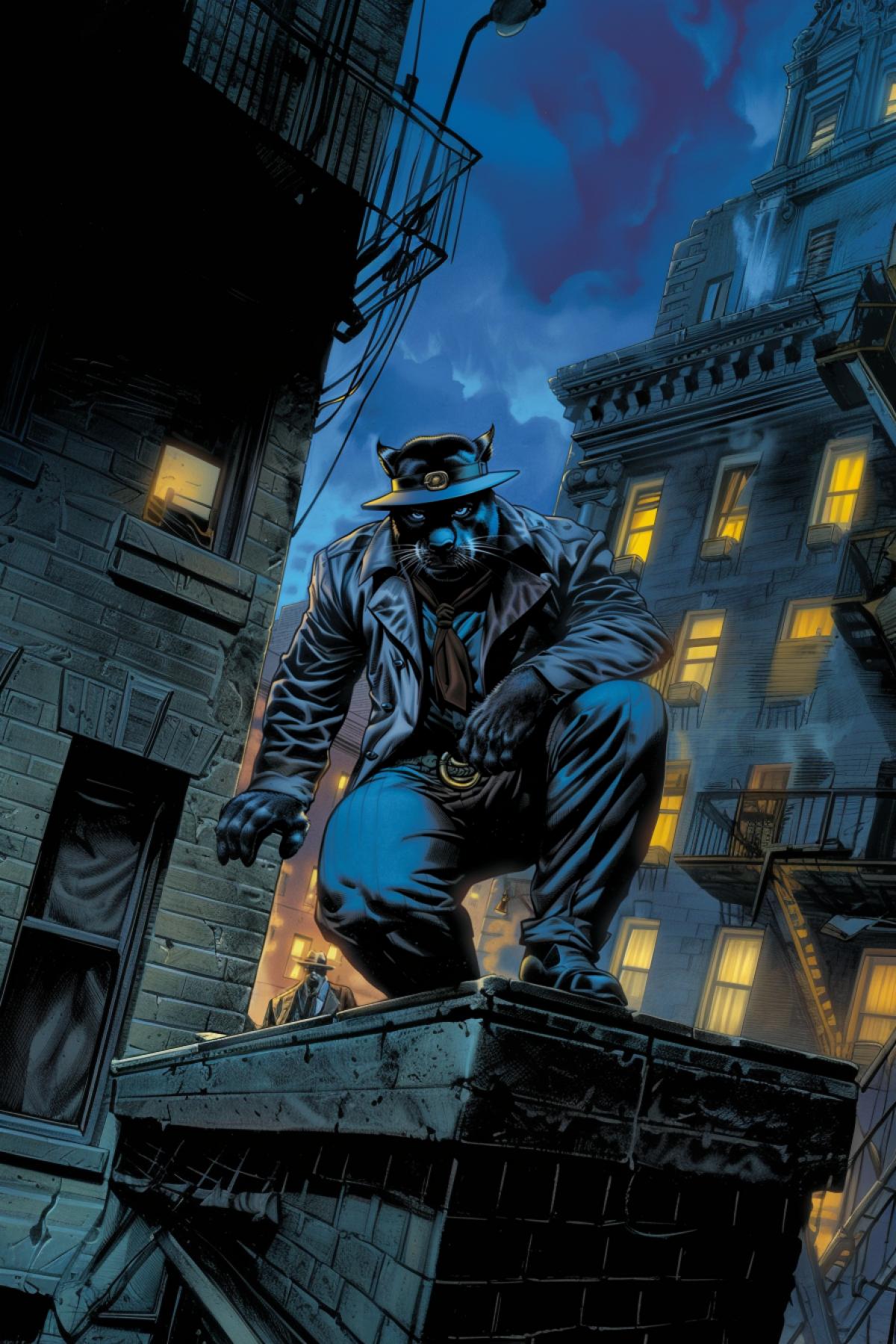 panther detective In ambush, Comic book, Hyperrealism, Surrealism