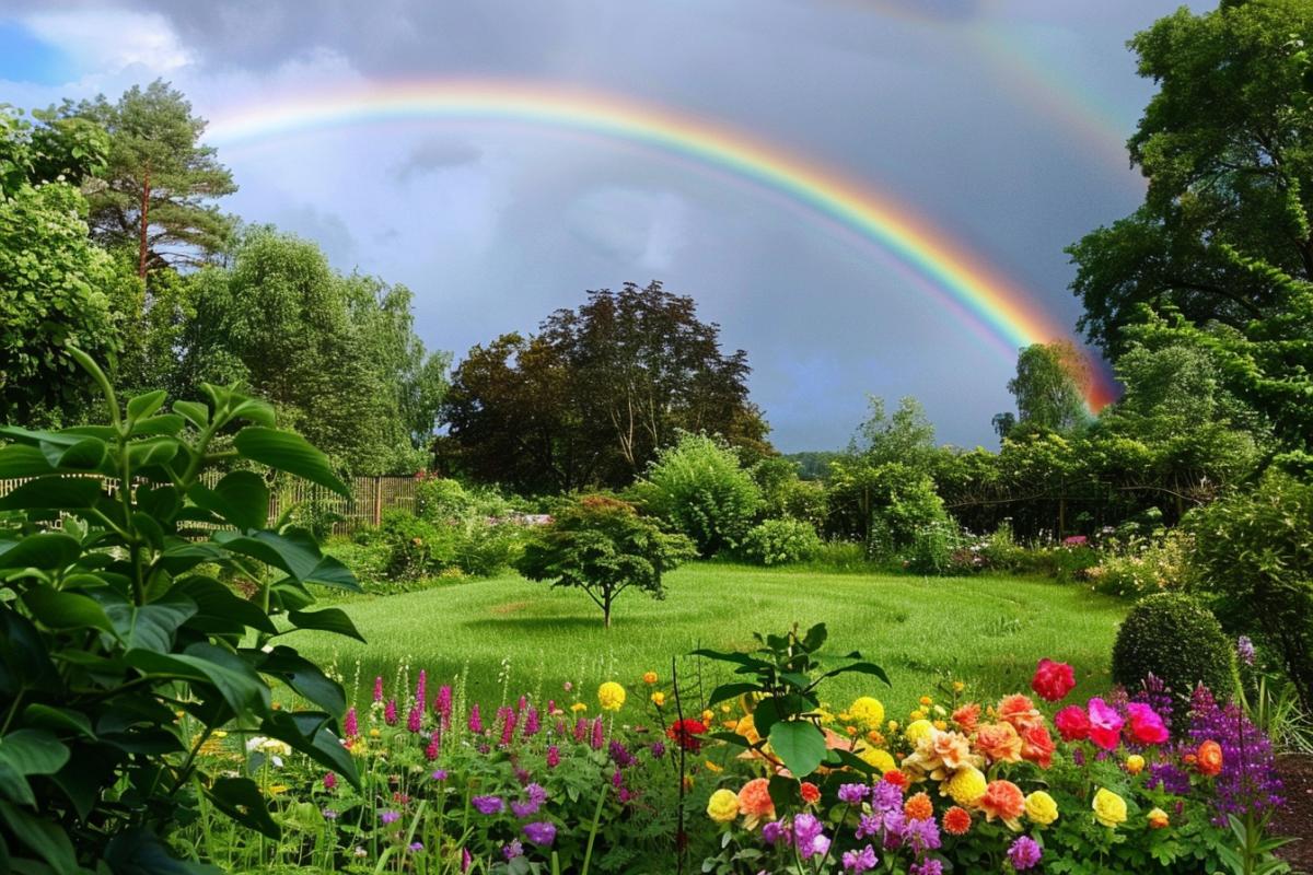 Meadows colorful garden , rainbow
