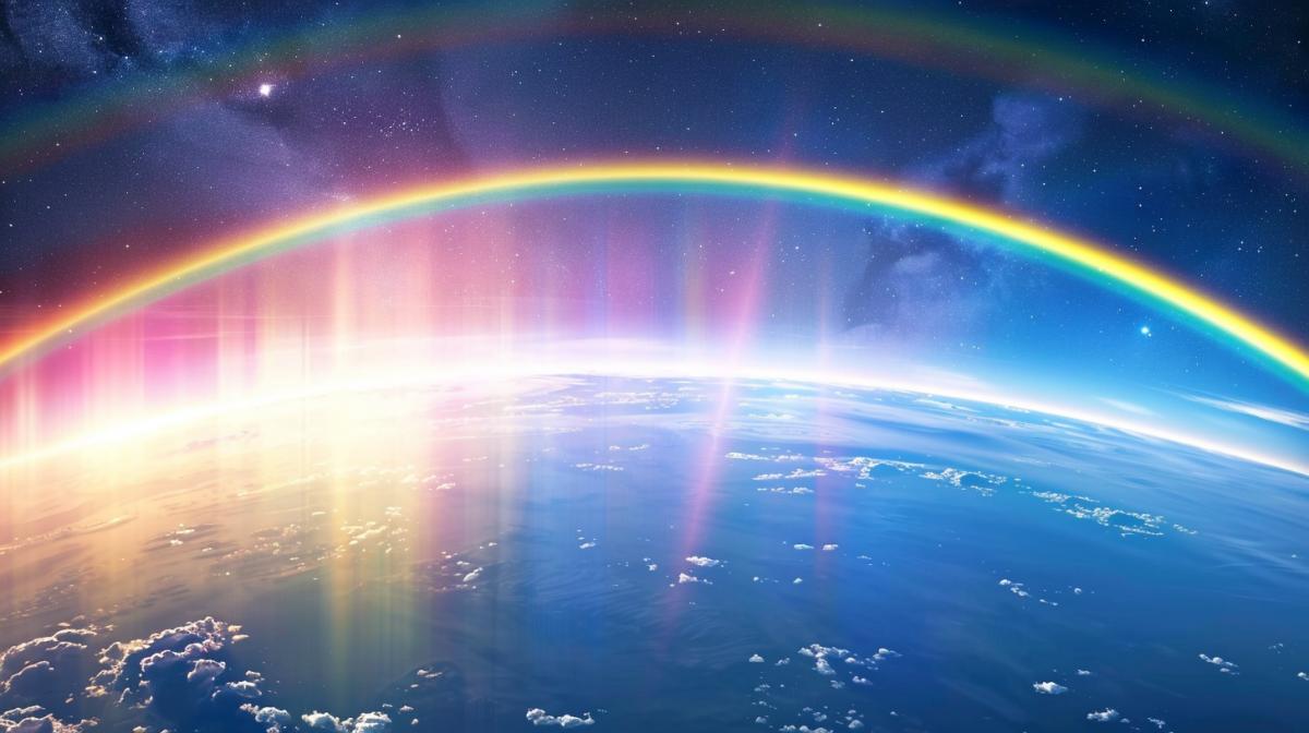 rainbows over the planet to the delight of children
