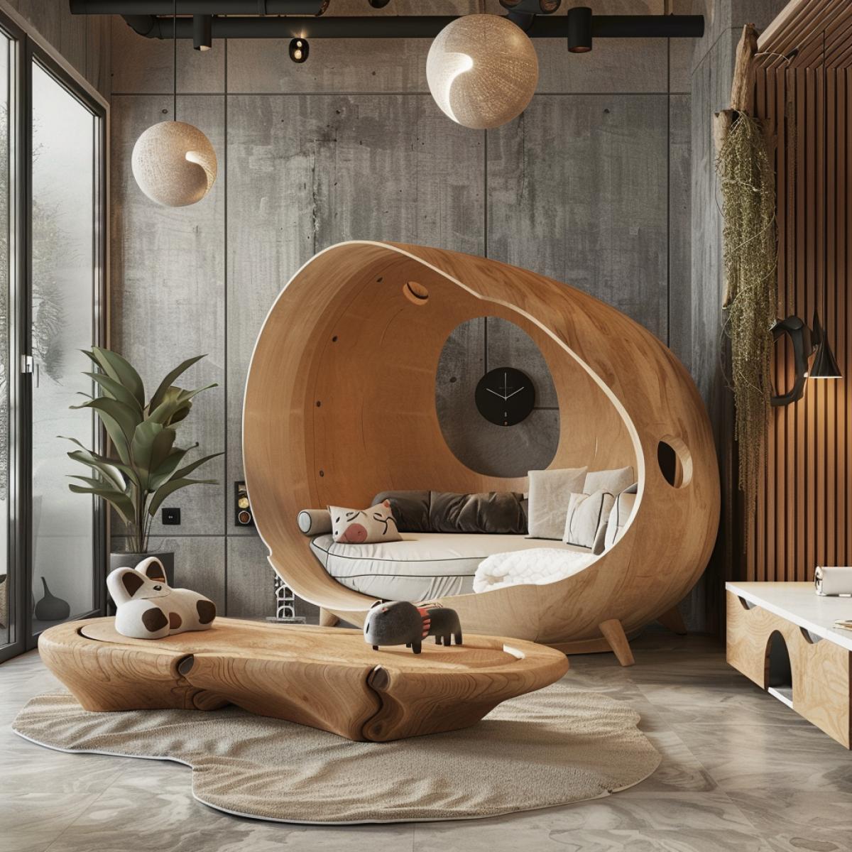 Modern interior with furniture in the form of pets
