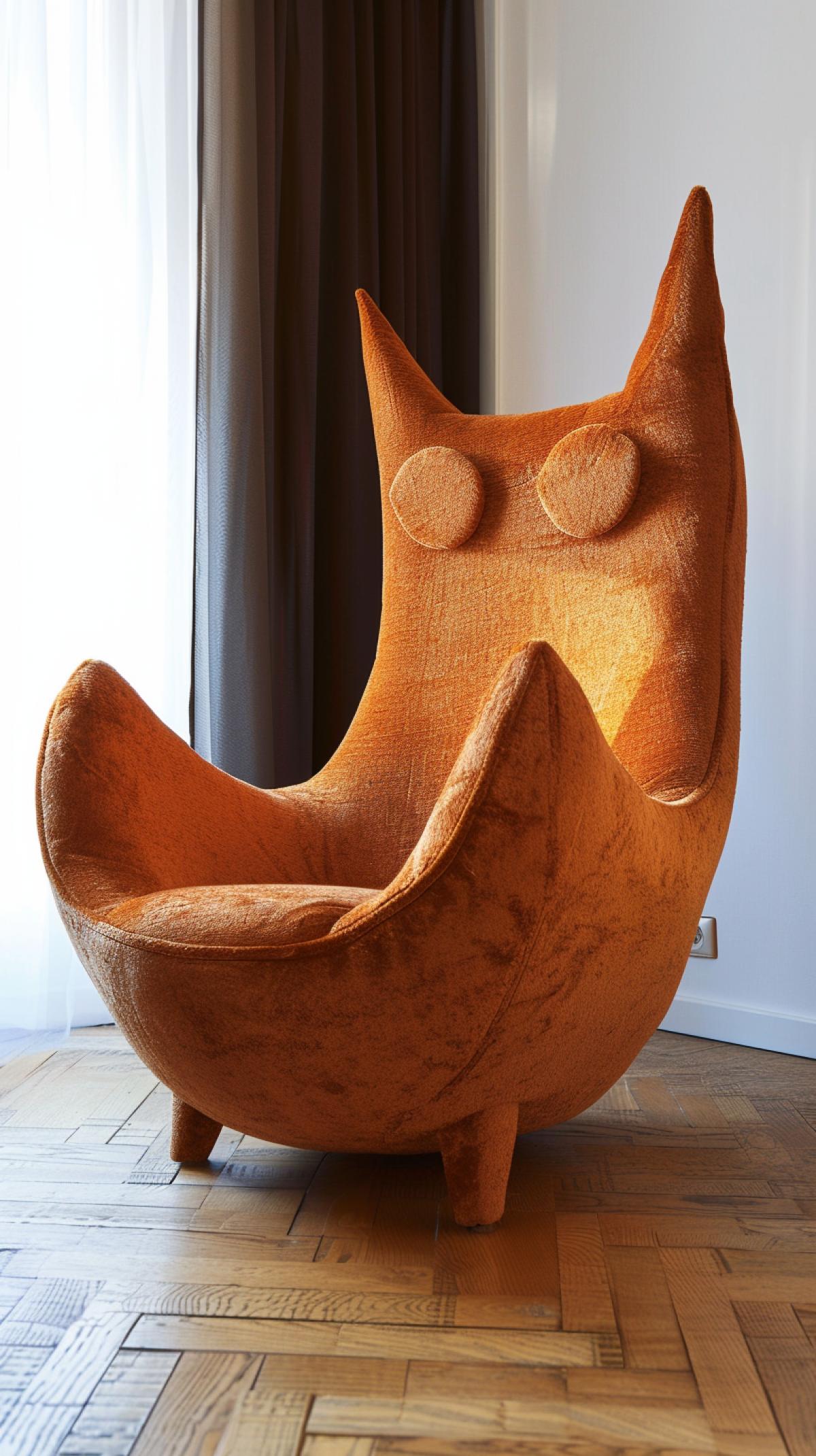 Photo. chair in the shape of a cat. room