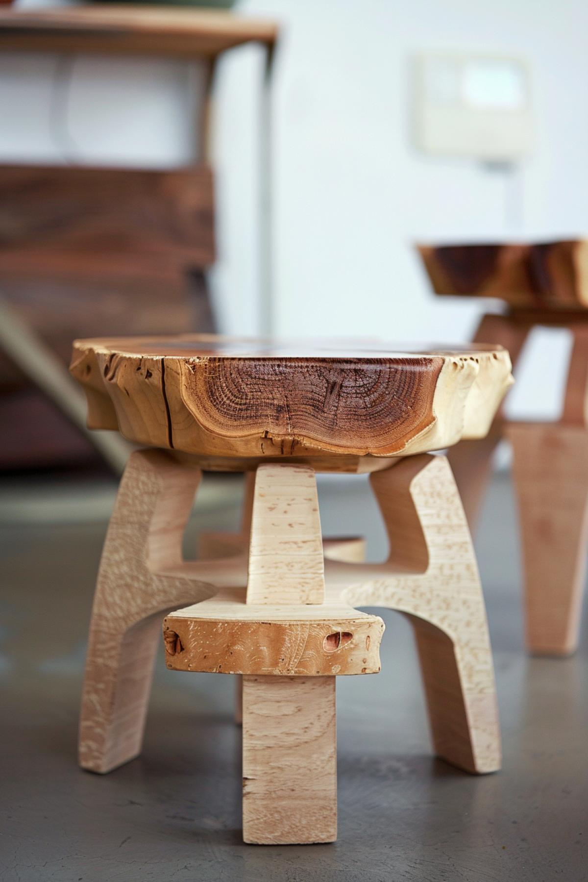 Imagine yourself as a furniture designer. Create designer stools with quirks