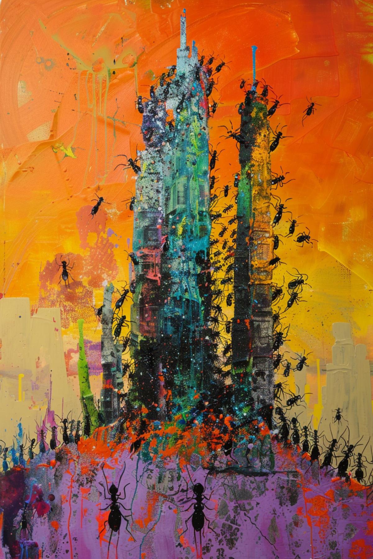 Skyscraper anthill, rich colors, parallel world. Fairy tale