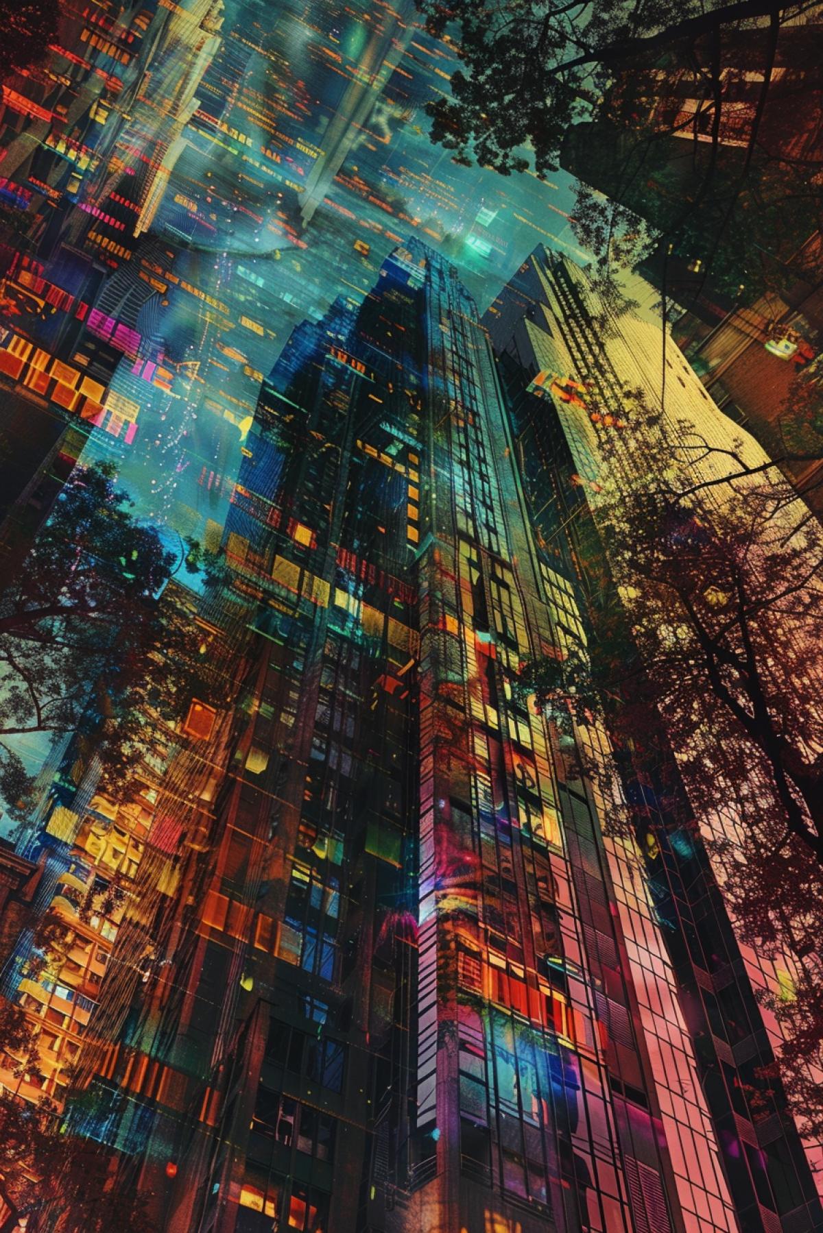 Skyscraper anthill, rich colors, parallel world. Fairy tale