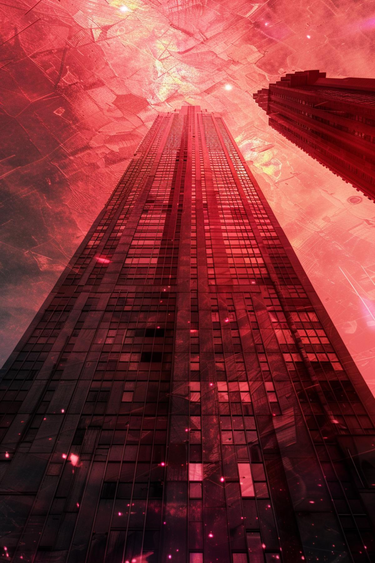 Skyscraper, graphics, glam rock, distortion, shine, Rammstein style