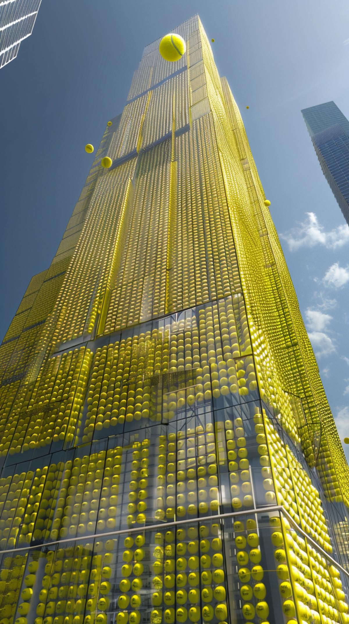 Skyscraper made from tennis balls