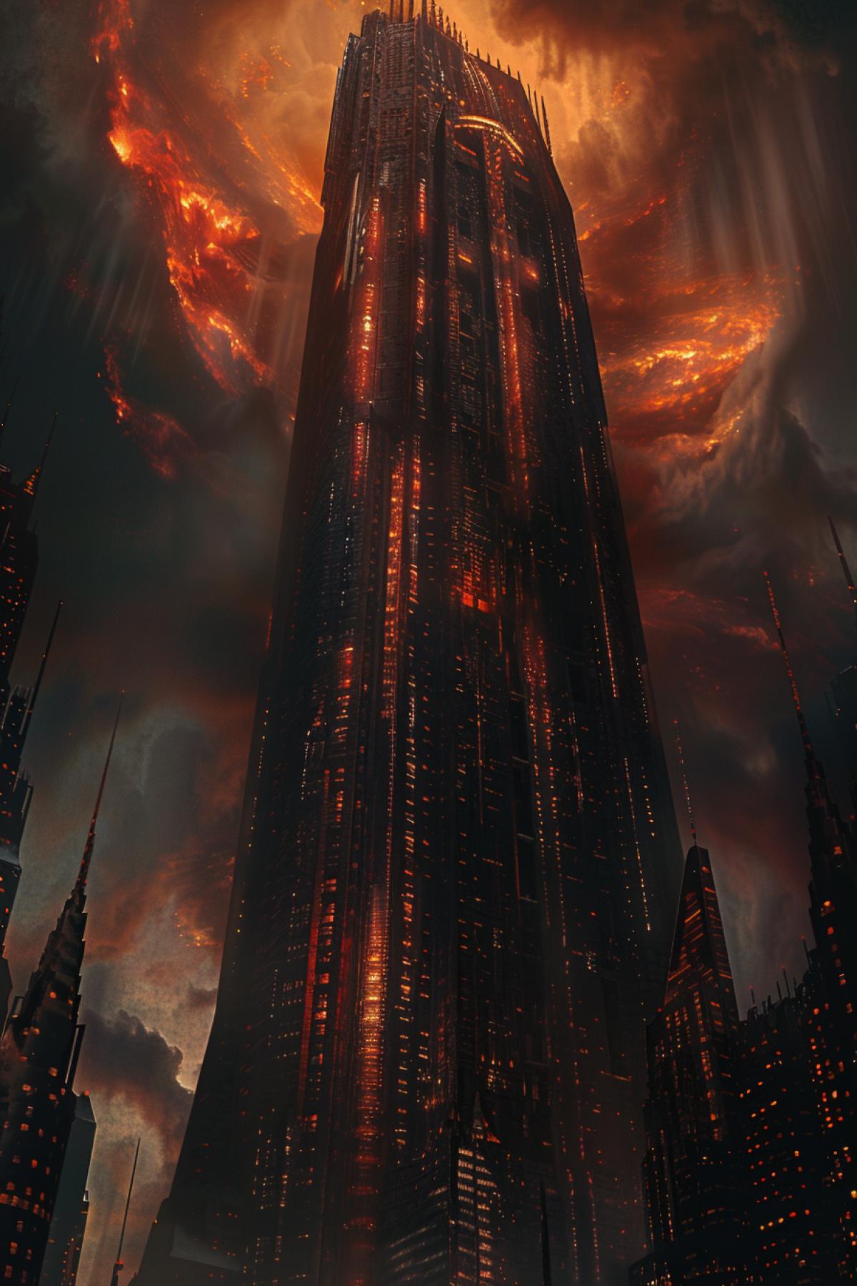 Skyscraper for Dracula, fantastic, unreal, creative design, ambitiously, atmospheric