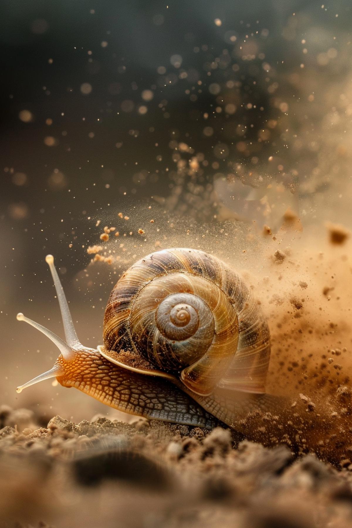 Grape snail🐌 races dynamic epic sport reportage photo dust clouds on rush turn
