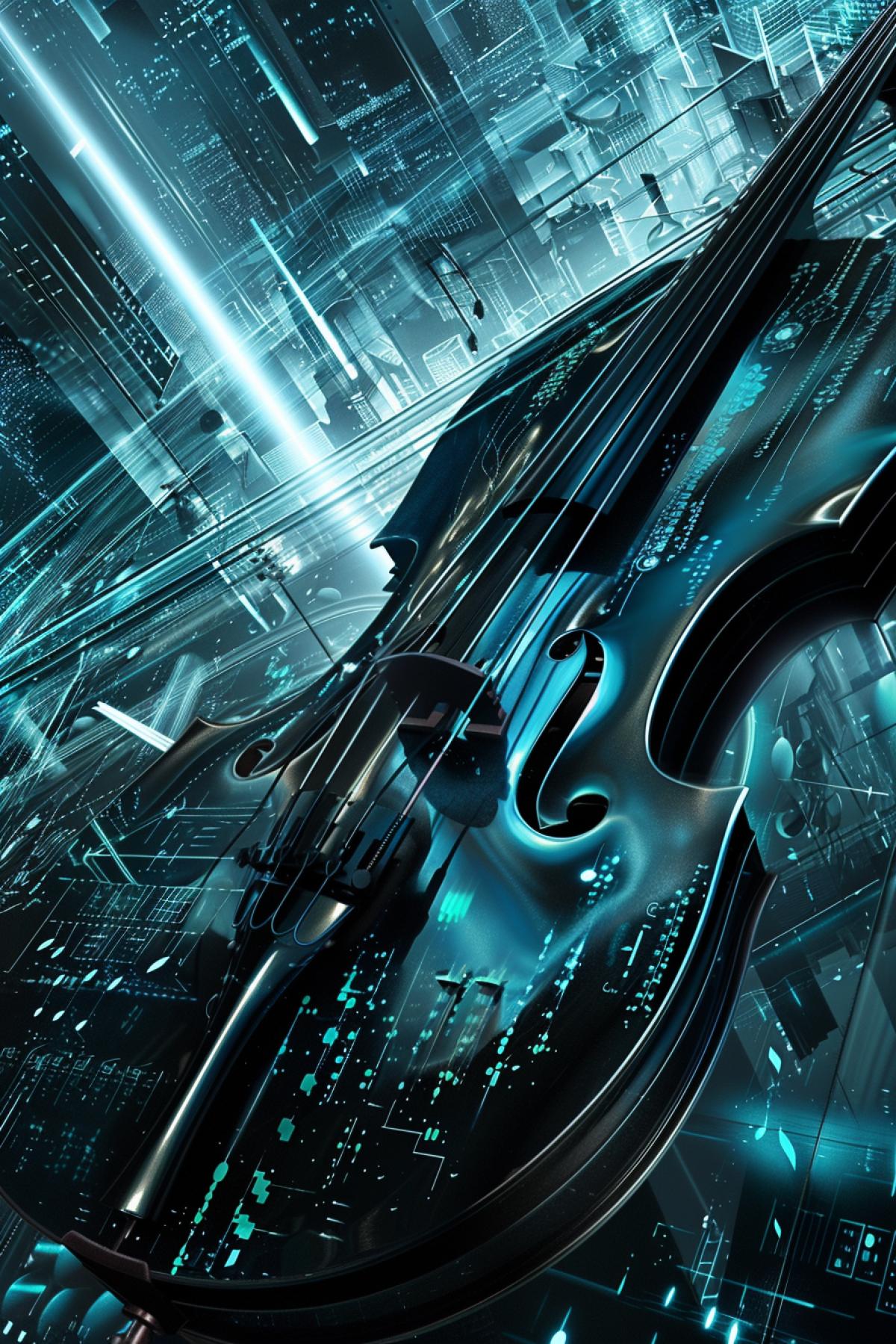 Music and instrument futuristic theme