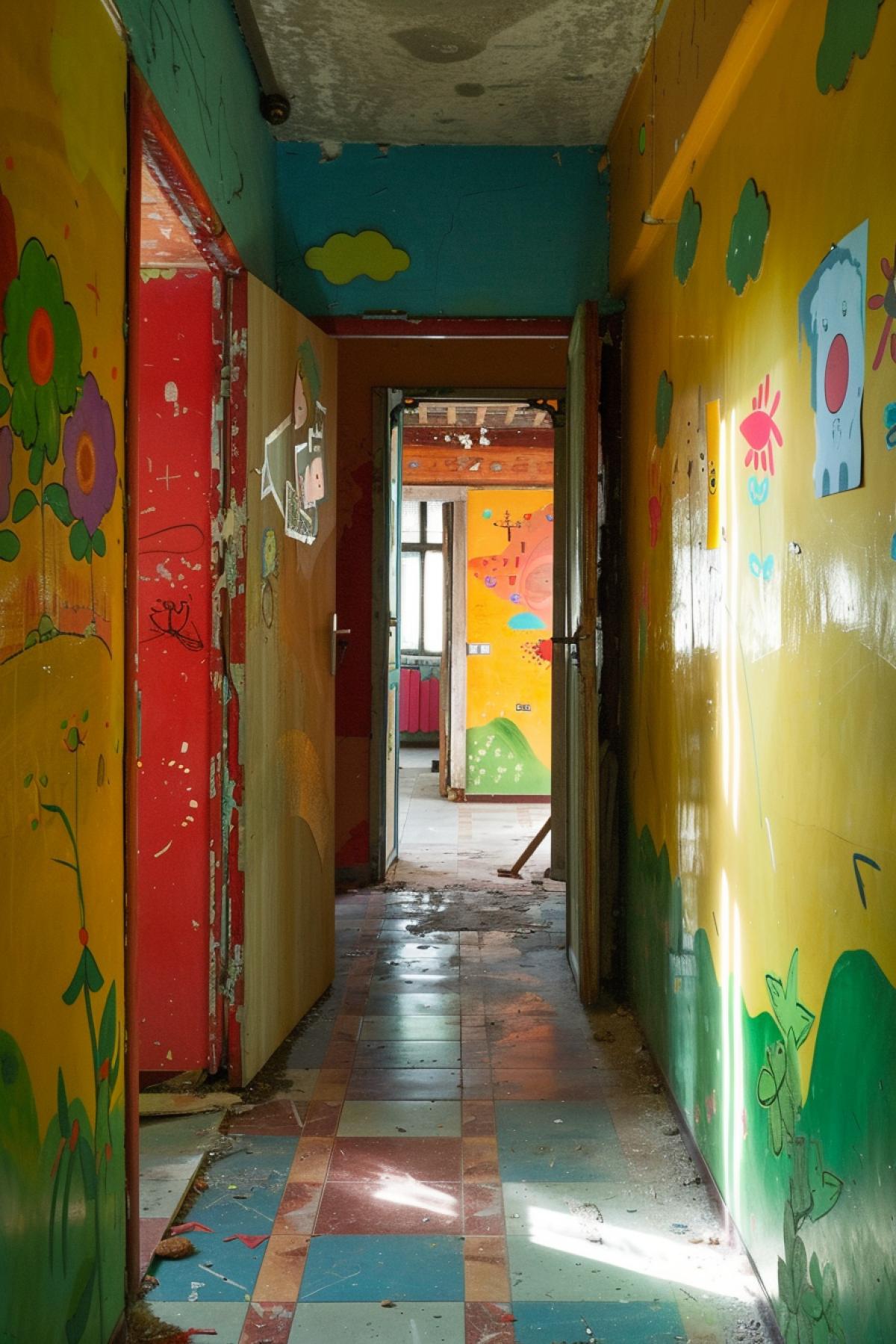Exclusion zone, abandoned kindergarten premises